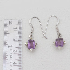 Natural Amethyst Silver Earrings