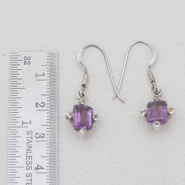 Natural Amethyst Silver Earrings