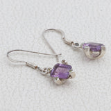 Natural Amethyst Silver Earrings