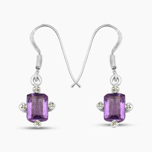 Natural Amethyst Silver Earrings