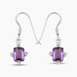 Natural Amethyst Silver Earrings