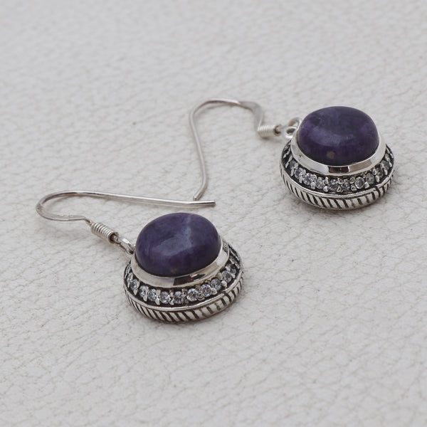 Tanzanite & CZ Silver Earrings