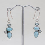 Natural Larimar Silver Earrings