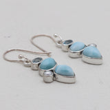 Natural Larimar Silver Earrings