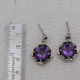 Natural Amethyst Silver Earrings