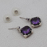 Natural Amethyst Silver Earrings