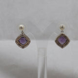 Natural Amethyst Silver Earrings