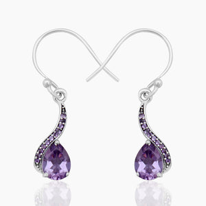 Natural Amethyst Silver Earrings