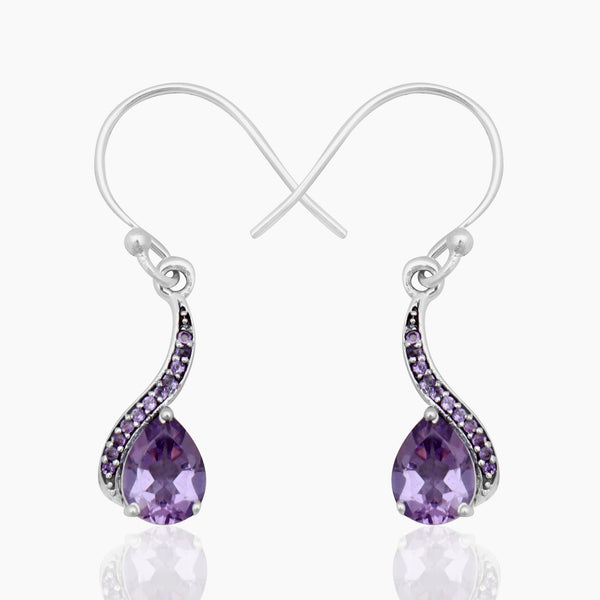 Natural Amethyst Silver Earrings