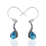 Natural Blue Topaz Silver Earrings