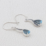 Natural Blue Topaz Silver Earrings