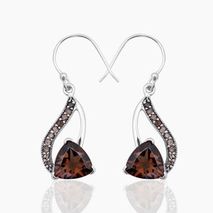 Smoky Quartz Silver Earrings