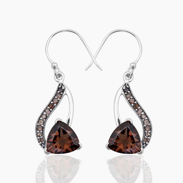 Smoky Quartz Silver Earrings