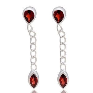 Garnet Silver Earring