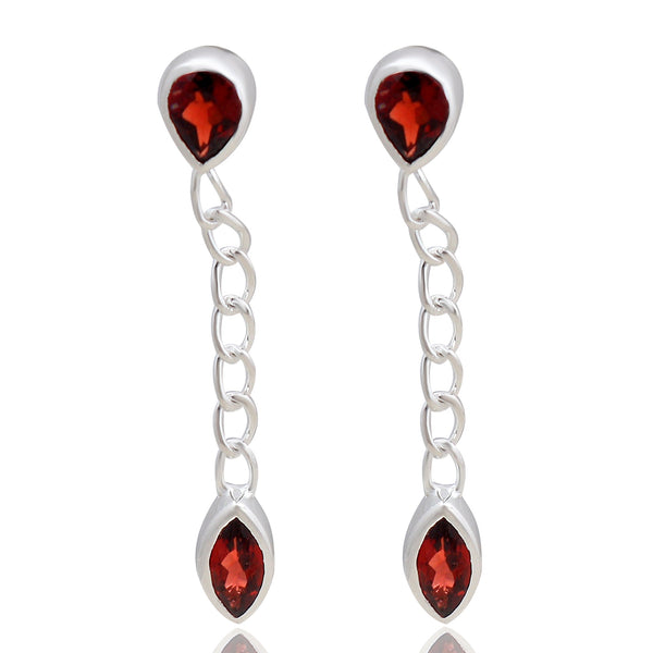 Garnet Silver Earring