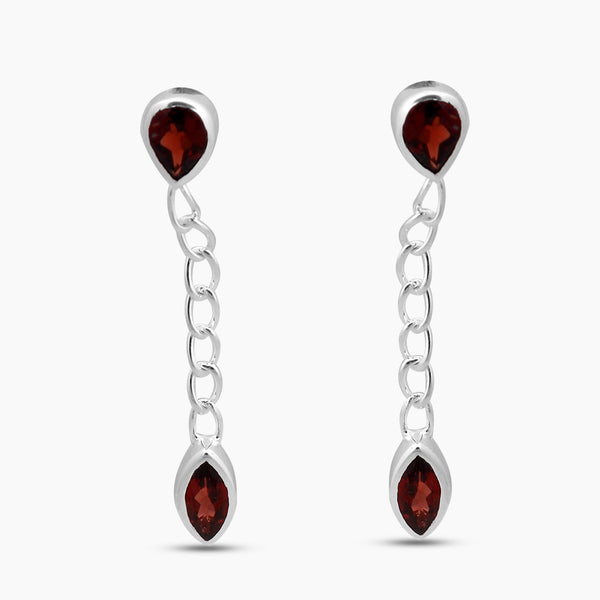 Garnet Silver Earrings