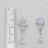 Rainbow Moonstone Silver Designer Earrings