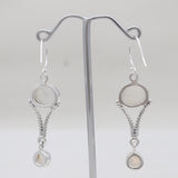 Rainbow Moonstone Silver Designer Earrings