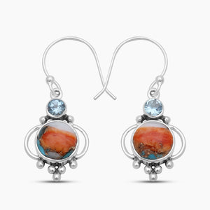 Turquoise Spiny Oyster Silver Earrings