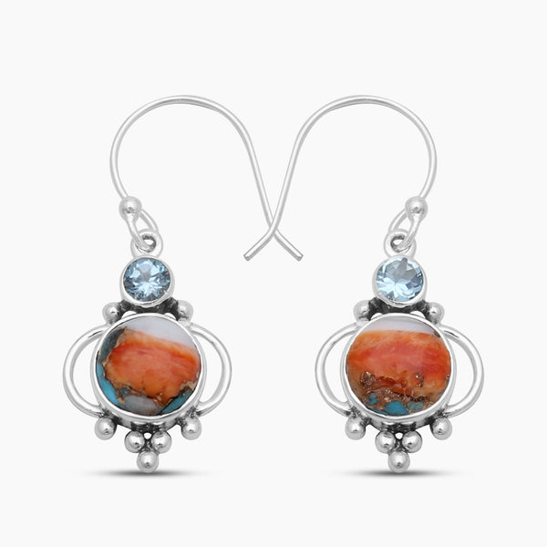 Turquoise Spiny Oyster Silver Earrings