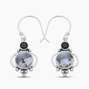 Dendritic Opal Silver Earrings