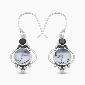 Dendritic Opal Silver Earrings