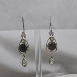 Natural Black Coral Silver Earrings