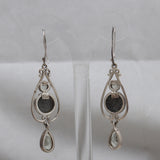 Natural Black Coral Silver Earrings