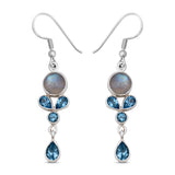 Rainbow Moonstone Silver Earrings