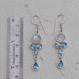 Rainbow Moonstone Silver Earrings