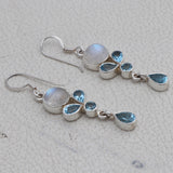 Rainbow Moonstone Silver Earrings