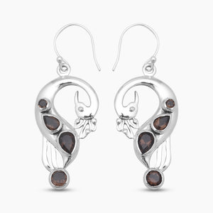 Green Peridot Silver Peacock Earrings