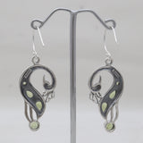 Green Peridot Silver Peacock Earrings