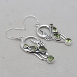 Green Peridot Silver Peacock Earrings