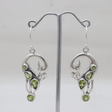 Green Peridot Silver Peacock Earrings