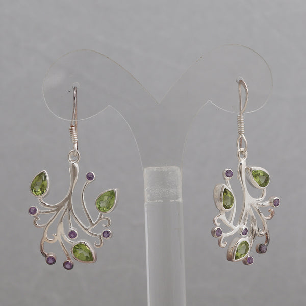 Natural Peridot Silver Earrings