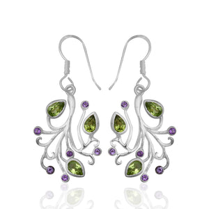 Natural Peridot Silver Earrings