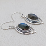 Natural Charoite Silver Earrings