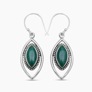 Natural Malachite Silver Earrings