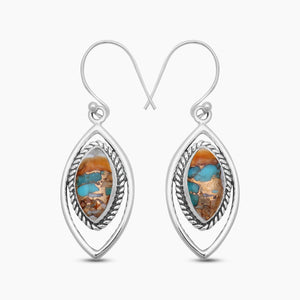 Turquoise Spiny Oyster Silver Earrings