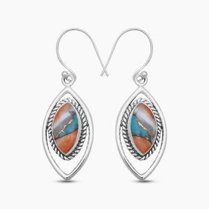 Turquoise Spiny Oyster Silver Earrings