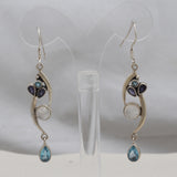 Natural Rainbow Moonstone Silver Earrings