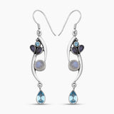 Natural Rainbow Moonstone Silver Earrings