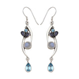 Natural Rainbow Moonstone Silver Earrings