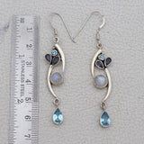 Natural Rainbow Moonstone Silver Earrings