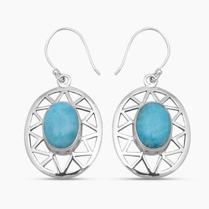 925 Sterling Silver Blue Larimar Earrings