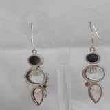 Natural Crystal With Multistone Silver Earring