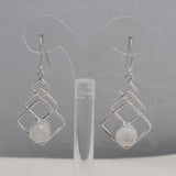 Natural Rainbow Moonstone Silver Earrings