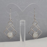 Natural Rainbow Moonstone Silver Earrings