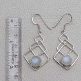 Natural Rainbow Moonstone Silver Earrings